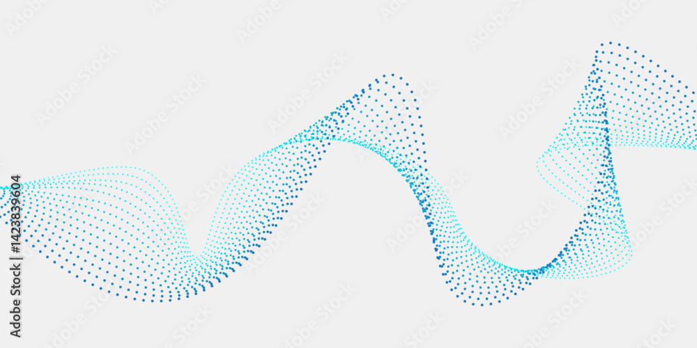 Poster flowing dots particles wave pattern