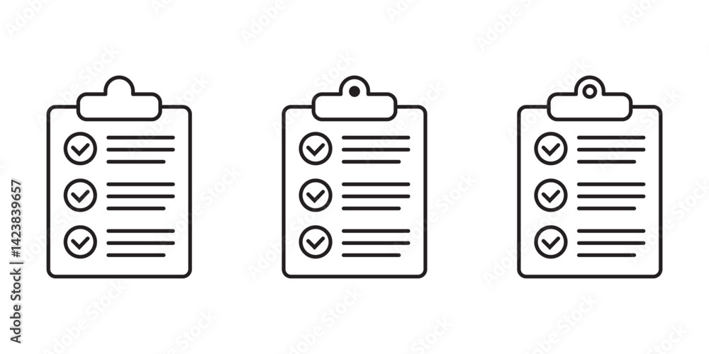 Poster clipboard line icon. checklist line icons set.