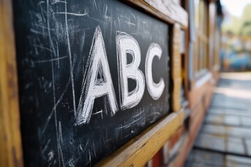 Chalkboard with ABC Letters Educational and Learning Theme