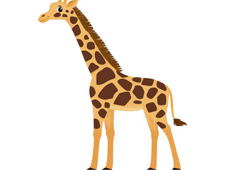 Naklejka premium Cartoon Giraffe Illustration On Transparent Background With Brown Spots