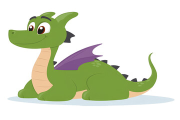 Fototapeta premium Cartoon Green Dragon Isolated On Transparent Background Illustration