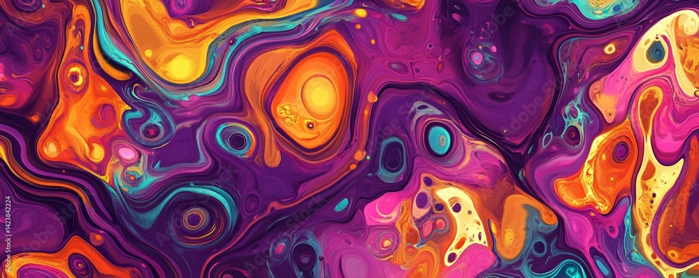 Poster Colorful abstract background swirling and mixing creating psychedelic effect