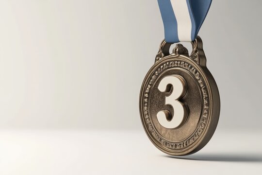 Bronze Medal with Number 3 Third Place Award Achievement Recognition Sports Competition Priz