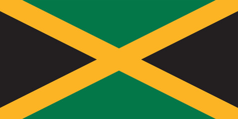 The flag of Jamaica with precise proportions and authentic colors. Vector illustration.