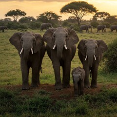 Fototapeta premium elephants in the savannah