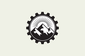 Obraz premium mountains gear illustration vector