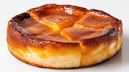 Freshly baked Portuguese bolo de mel honey cake on an absolutely white background.