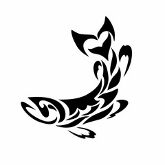 illustration design abstract tribal art tattoo salmon fish. suitable for elements design © Ardi