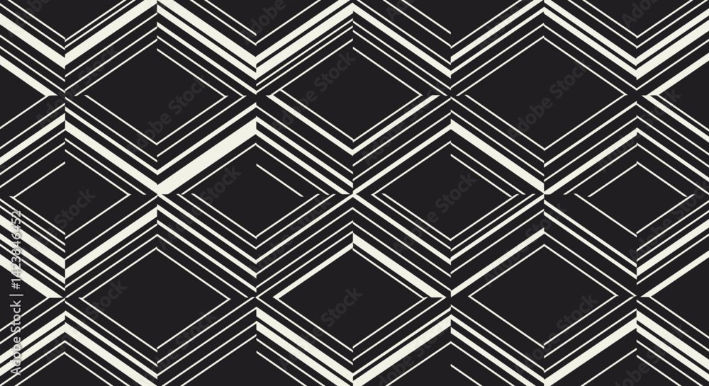 Aufkleber intricate geometric optical illusion with nested diamond shapes and alternating black and white segm