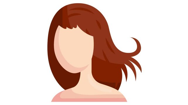 Women Showing Medium layered hairstyle animation, Beautiful face-framing look lob cut animated video, beauty and personal care Clip, cosmetics and dermatologist footage, body aesthetics motion graphic