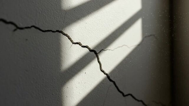 壁のひび割れ、光と影の芸術的コントラスト