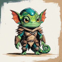 A Mighty Green Lizard Warrior