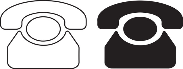 Retro telephone icons, minimalist design dial phone, old-fashioned technology, geometric shapes, symmetrical composition