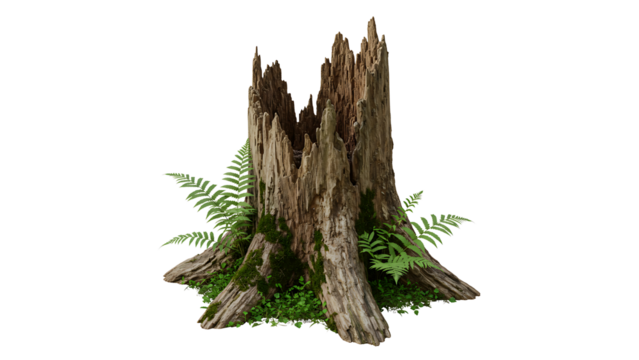 Tree Stump with New Growth Transparent Background
