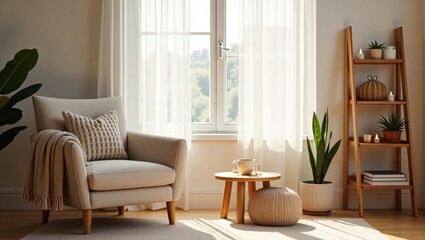 Warm and inviting living room designed for comfort and relaxation with soft lighting and cozy furniture