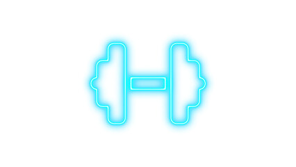 Fototapeta premium Neon dumbbell icon cyan color glow with transparent background