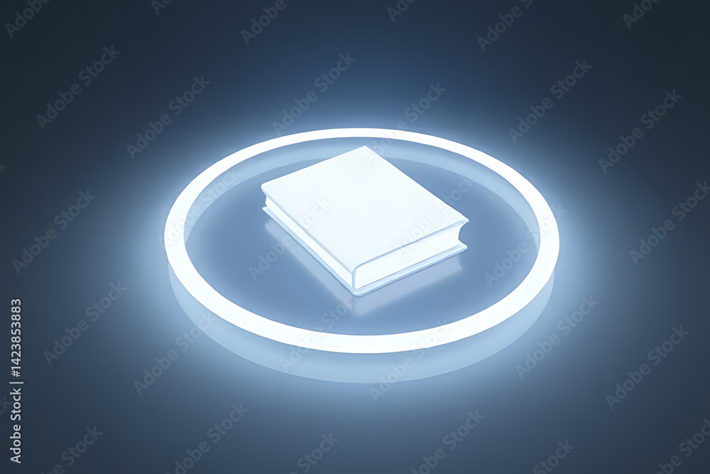 Poster illuminated book display virtual space 3d render creative environment modern viewpoint