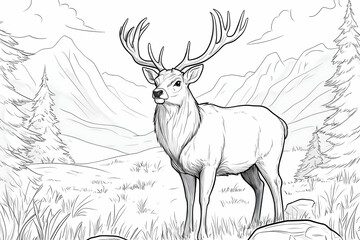 Majestic stag in mountainous landscape