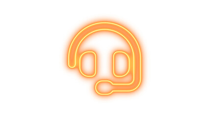 Neon headset icon brown color glow with transparent background