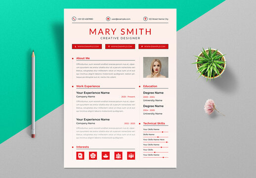 Modern Resume Template Design Layout