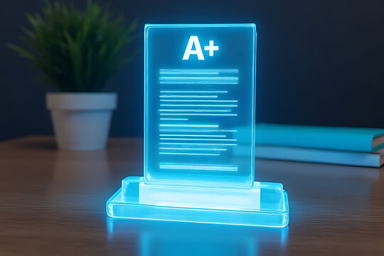 Academic achievement award display classroom trophy modern close-up recognition
