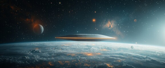 Fototapeta premium Alien spacecraft over Earth (1)