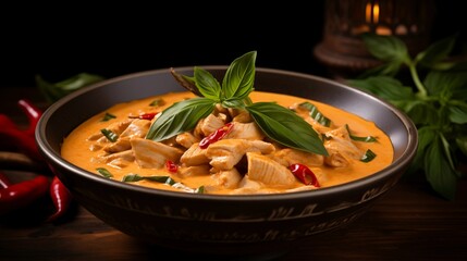 Panang curry with chicken in a Thai bow