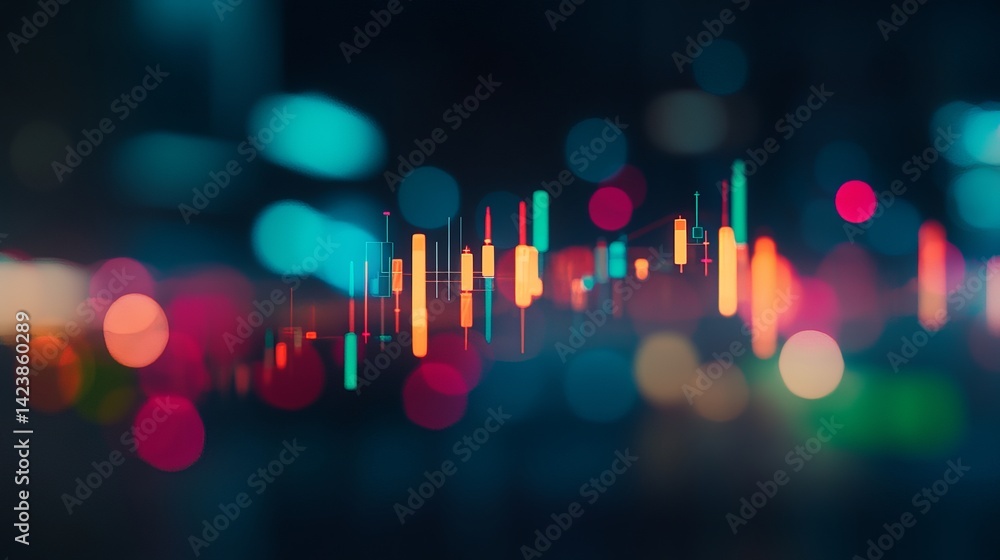 Aufkleber abstract financial data visualization colorful candlestick chart stock market investment trading bus