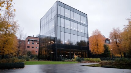 Fototapeta premium Modern office building in a park-like setting