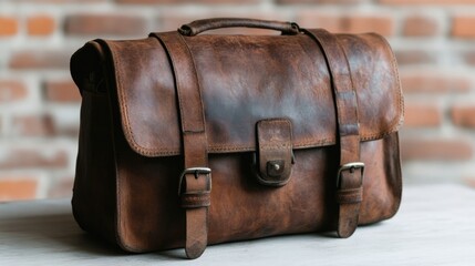 Vintage brown leather satchel bag