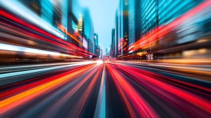 Fototapeta premium Energetic City Lights in Motion Blur Effect
