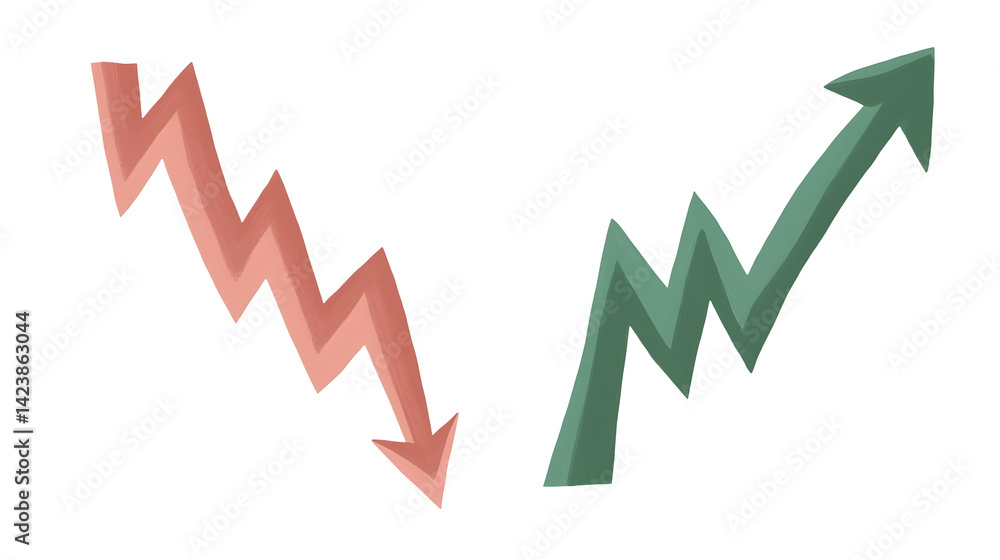 Poster market trends analysis visual representation of decline and growth in business graphic design inform