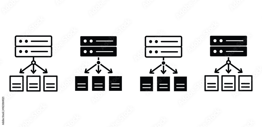 Aufkleber load balancer server network diagram black and white vector design icons