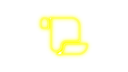 Neon scroll icon yellow color glow with transparent background