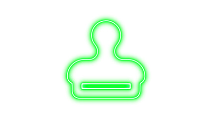 Neon stamp icon green color glow with transparent background