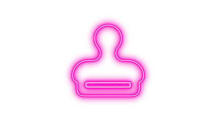 Neon stamp icon pink color glow with transparent background