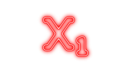 Neon subscript icon red color glow with transparent background