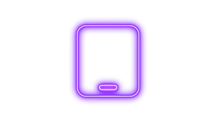 Neon tablet icon purple color glow with transparent background