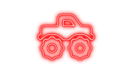 Neon truck monster icon red color glow with transparent background © مُحسَب