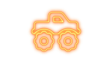 Neon truck monster icon brown color glow with transparent background © مُحسَب