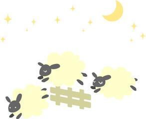 3匹のひつじのイラスト　睡眠のイメージ
