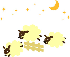 3匹のひつじのイラスト　睡眠のイメージ