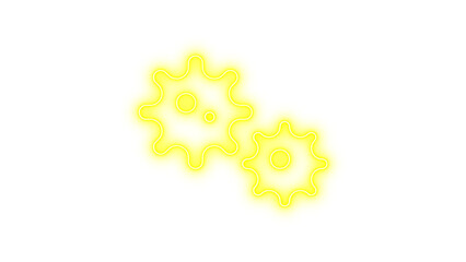 Neon viruses icon yellow color glow with transparent background