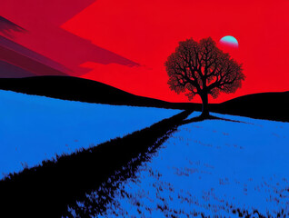 Sunset, generative AI