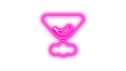 Neon volcano icon pink color glow with transparent background