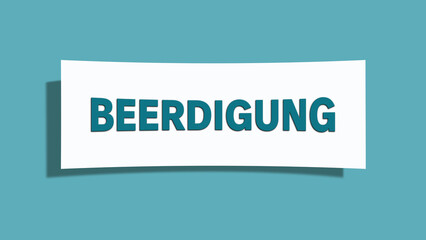 Beerdigung (Burial) - A card isolated on light green background.