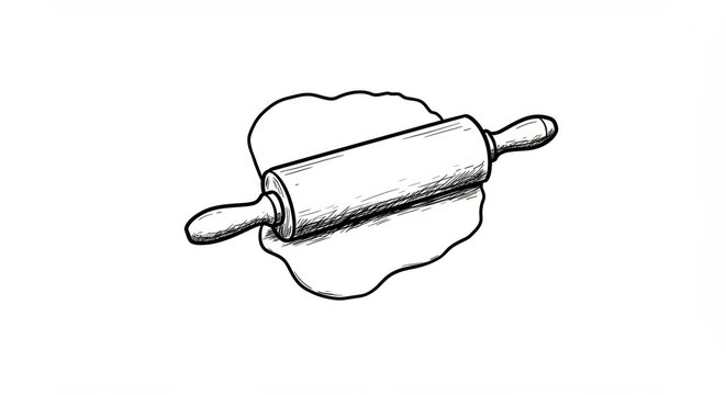 rolling pin rolling dough black and white clip art preview