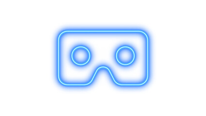 Neon vr cardboard icon blue color glow with transparent background