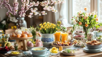 Fototapeta premium A festive table is set for a special celebratory occasion