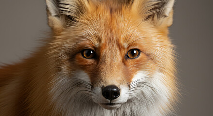 Fototapeta premium Fox Portrait: Intense Gaze, Rich Autumnal Fur, Studio Light